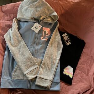 Girls large 12/14 Puma zip up fleece hoodie and leggings set